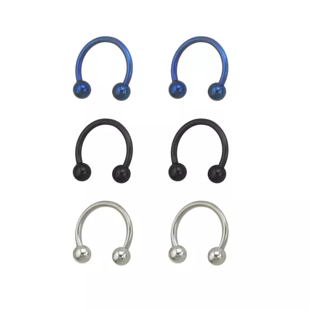 Multi-Pack Blue Horseshoe Rings - 3 Pair at Spencer's