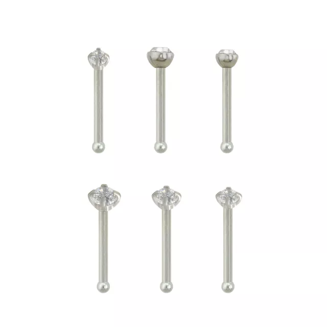 Multi-Pack CZ Stud Nose Rings - 6 Pack at Spencer's