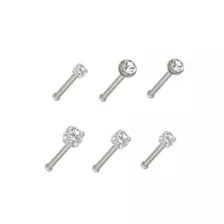 Multi-Pack CZ Stud Nose Rings - 6 Pack at Spencer's