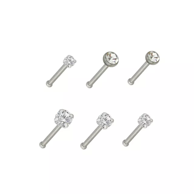 Multi-Pack CZ Stud Nose Rings - 6 Pack at Spencer's