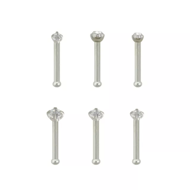 Multi-Pack CZ Stud Nose Rings - 6 Pack at Spencer's