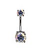 CZ Colored Belly Ring - 14 Gauge