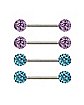 Blue and Purple CZ Nipple Barbells 4 Pack - 14 Gauge