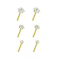 Multi-Pack Goldtone CZ Bone Nose Rings 6 Pack - 20 Gauge at Spencer's
