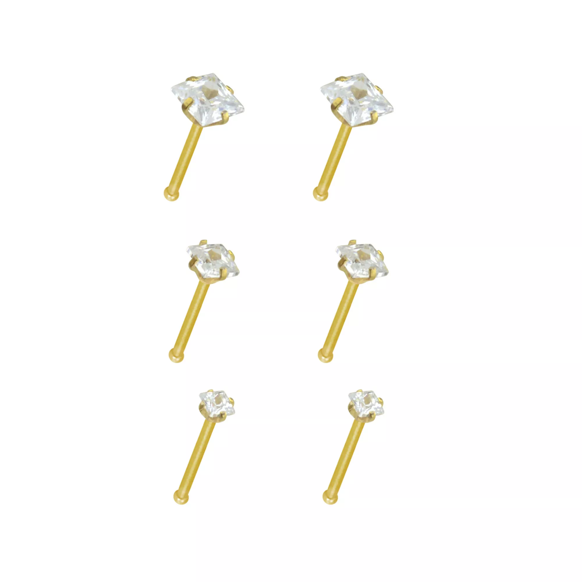 Multi-Pack Goldtone CZ Bone Nose Rings 6 Pack - 20 Gauge at Spencer's