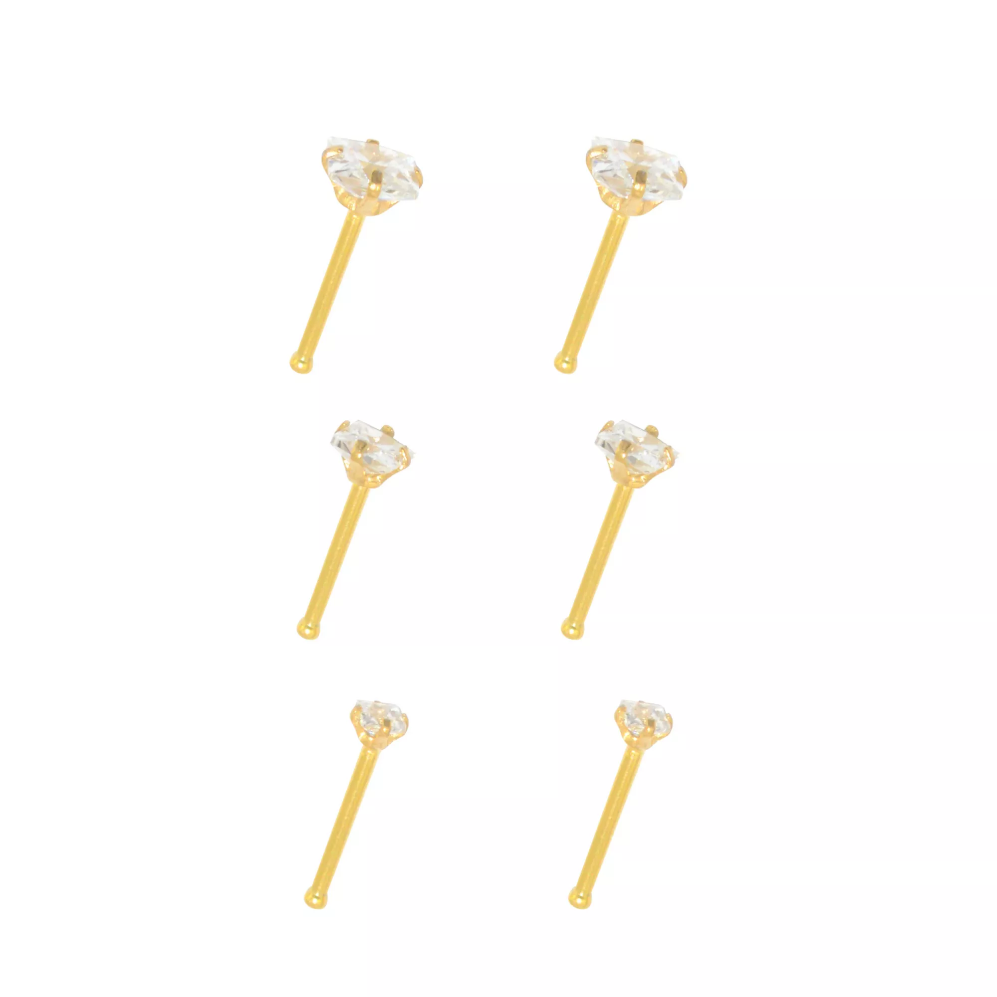 Multi-Pack Goldtone CZ Bone Nose Rings 6 Pack - 20 Gauge at Spencer's
