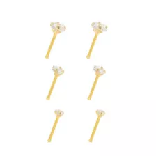 Multi-Pack Goldtone CZ Bone Nose Rings 6 Pack - 20 Gauge at Spencer's