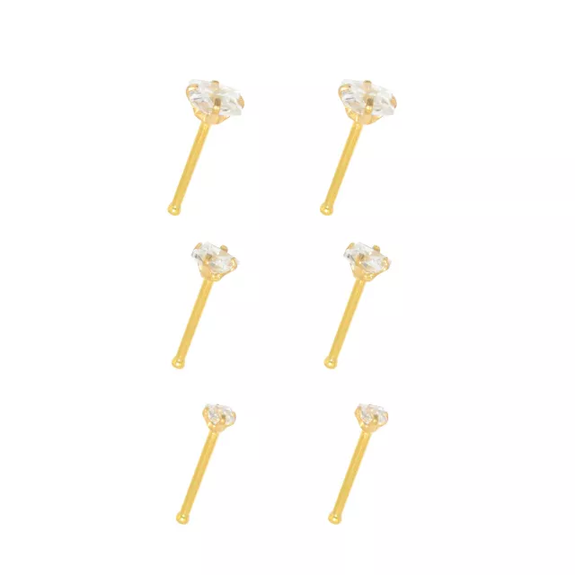 Multi-Pack Goldtone CZ Bone Nose Rings 6 Pack - 20 Gauge at Spencer's