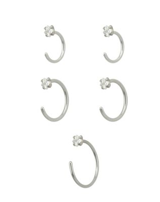 Multi-Pack CZ Half Hoop Nose Rings 5 Pack - 20 Gauge - Spencer's