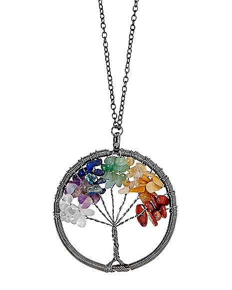 Healing Elm Leaf Necklace in Rainbow