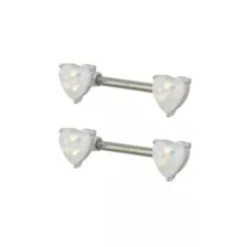 Opal-Effect Heart Nipple Barbells - 14 Gauge at Spencer's