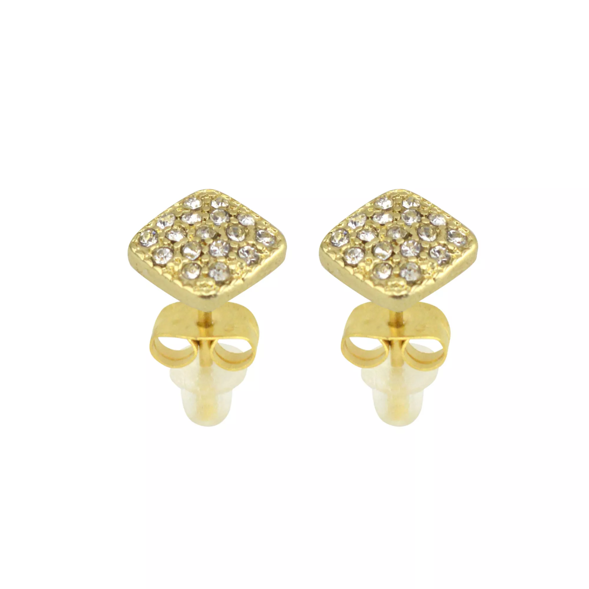 Goldtone Square Paved CZ Stud Earrings at Spencer's