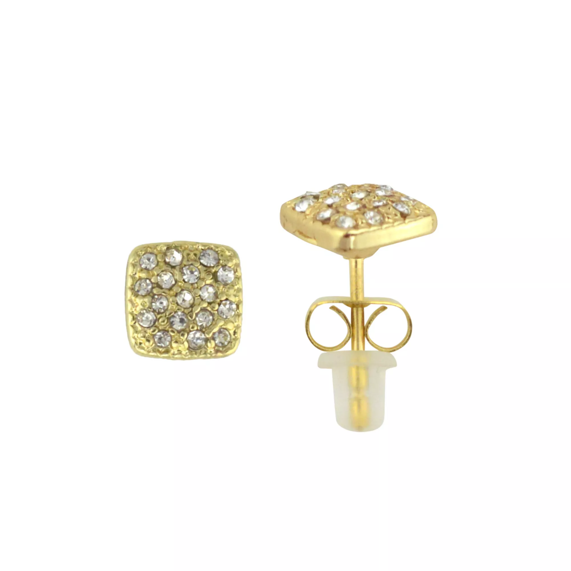 Goldtone Square Paved CZ Stud Earrings at Spencer's