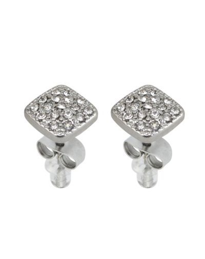 Square Paved CZ Stud Earrings