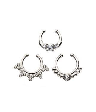 Multi-Pack CZ Fake Septum Rings - 3 Pack