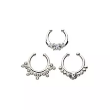 Multi-Pack CZ Fake Septum Rings - 3 Pack at Spencer's