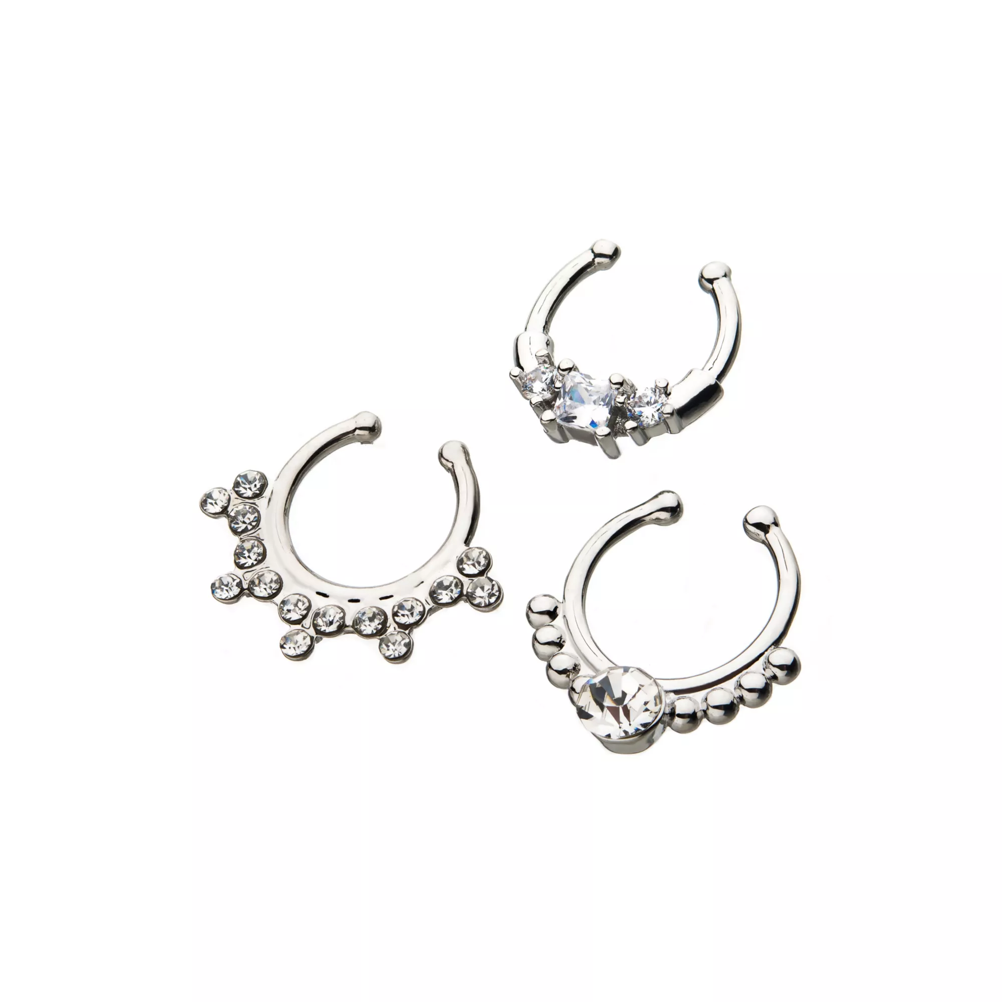 Multi-Pack CZ Fake Septum Rings - 3 Pack at Spencer's