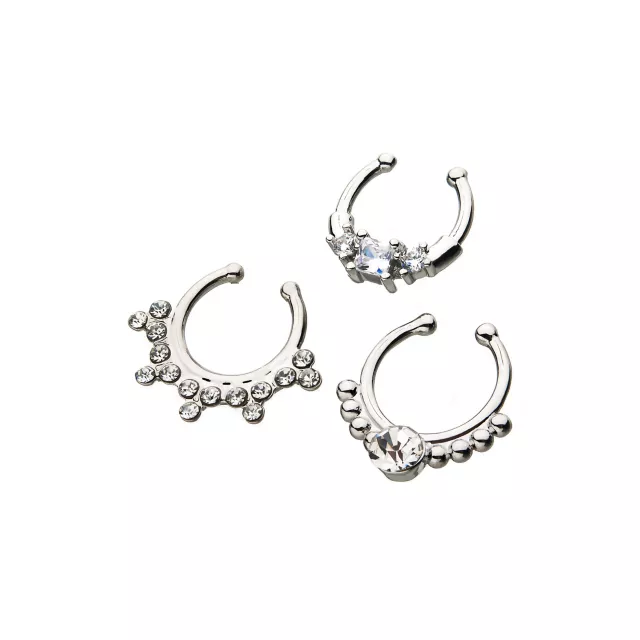 Multi-Pack CZ Fake Septum Rings - 3 Pack at Spencer's