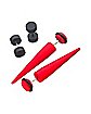 Red and Black Fake Tapers and Fake Plugs 2 Pair - 18 Gauge