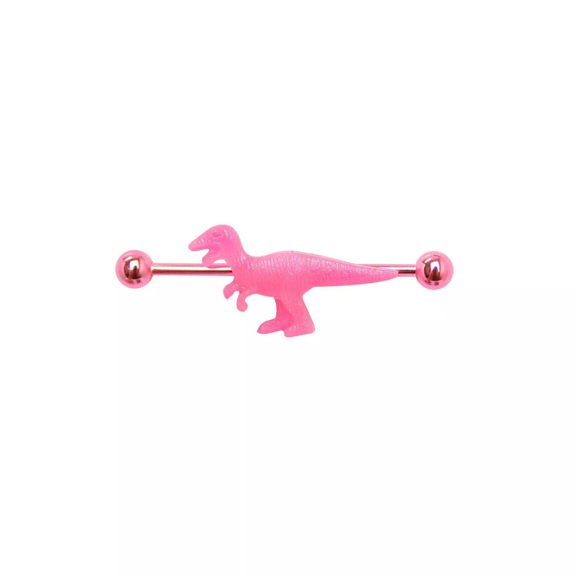Glow in the Dark Pink T. Rex Industrial Barbell - 14 Gauge at Spencer's