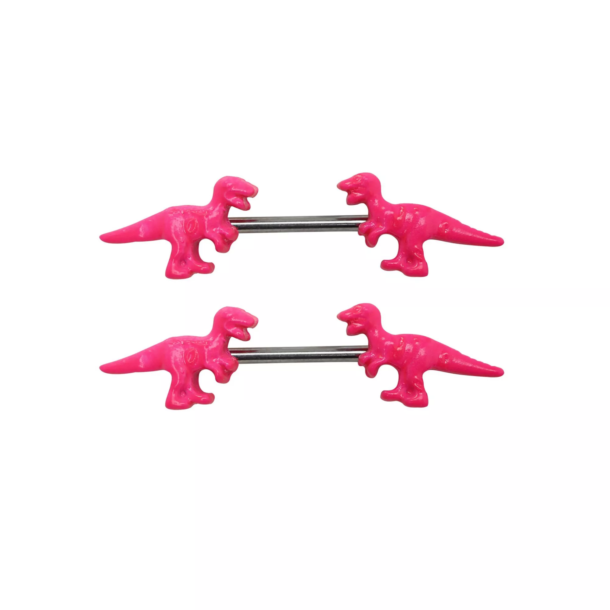 Glow In The Dark T. Rex Nipple Barbells - 14 Gauge