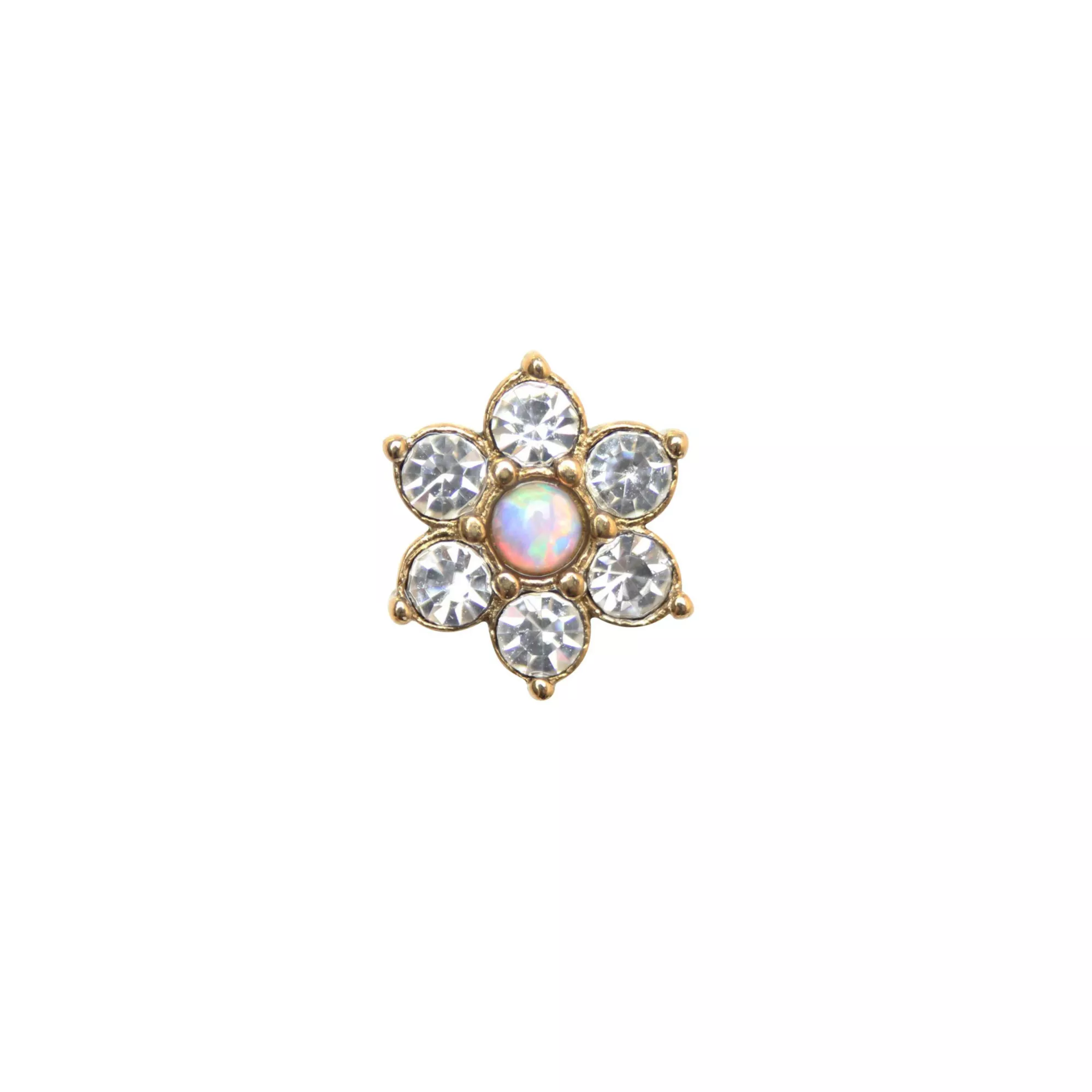 Goldtone Opal-Effect CZ Flower Cartilage Earring - 18 Gauge at Spencer's