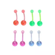 Multi-Pack Pastel Glow In The Dark Belly Rings 8 Pack - 14 Gauge at Spencer's
