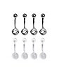 Multi-Pack CZ Belly Rings With Retainers 8 Pack - 14 Gauge