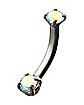 Blue and Yellow Gem Banana Belly Ring – 14 Gauge