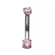 CZ Pink Double Gem Belly Ring – 14 Gauge at Spencer's