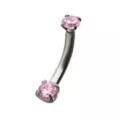 CZ Pink Double Gem Belly Ring – 14 Gauge at Spencer's