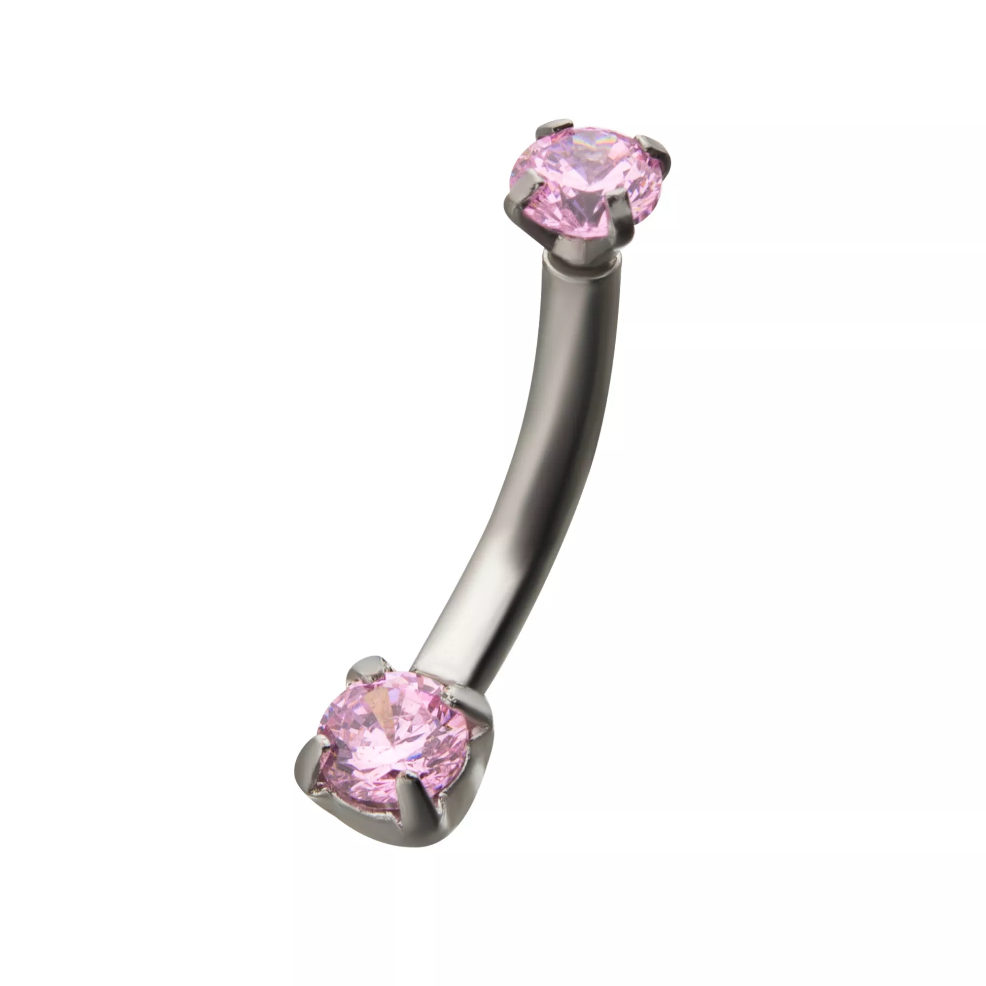 CZ Pink Double Gem Belly Ring – 14 Gauge at Spencer's