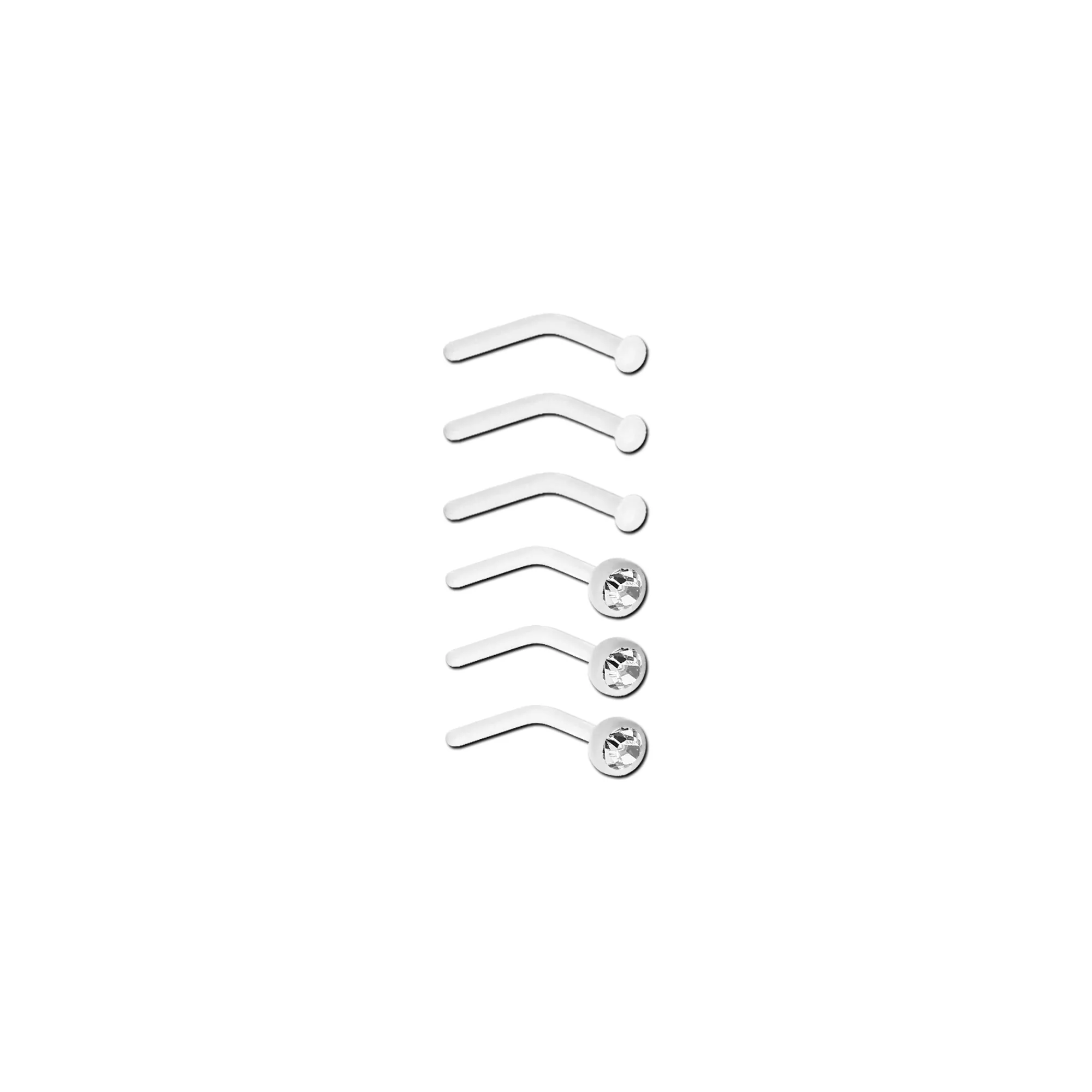 Multi-Pack Bioflex CZ Stud Nose Rings 6 Pack - 20 Gauge at Spencer's