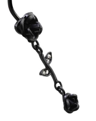 CZ Rose Dangle Belly Ring - 14 Gauge