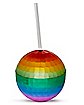 Rainbow Disco Ball Cup With Straw - 12 oz.