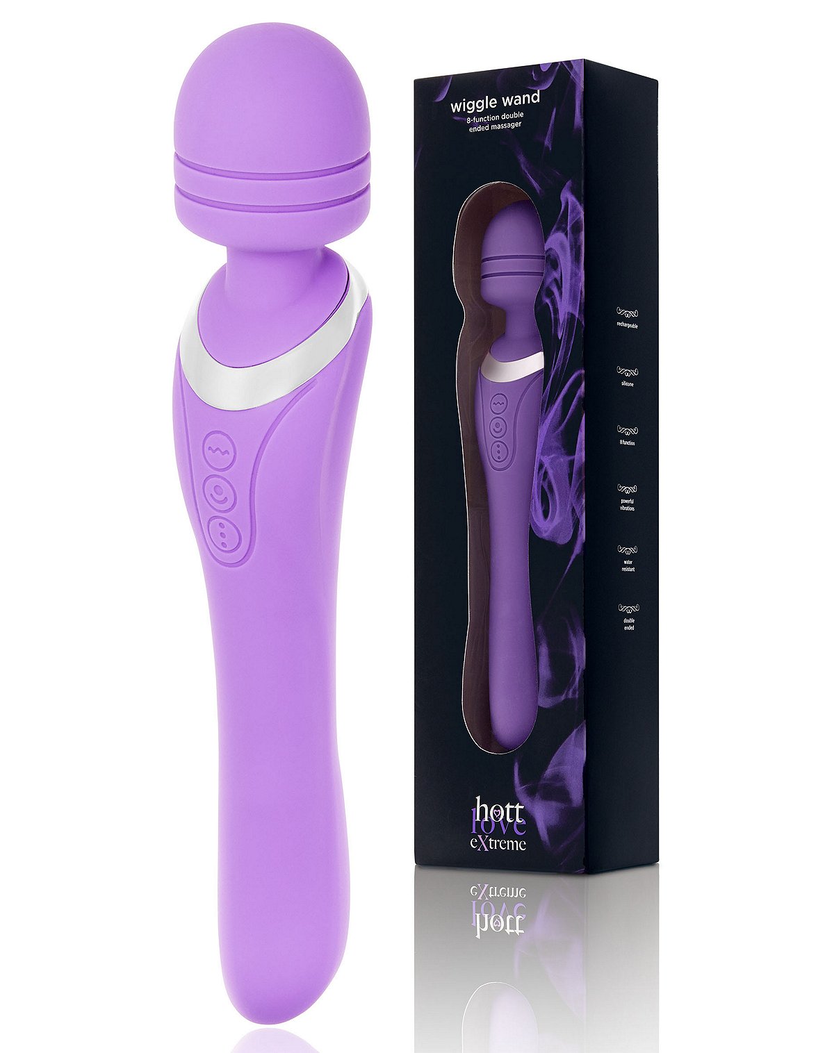 Wiggle Wand Double-Ended Rechargeable Massager Purple - Hott Love Extreme