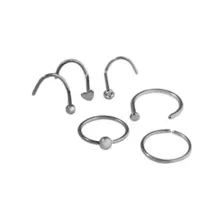 Multi-Pack CZ Titanium Shape Screw Nose Rings and Hoop Nose Rings 6 Pack - 20 Gauge at Spencer's