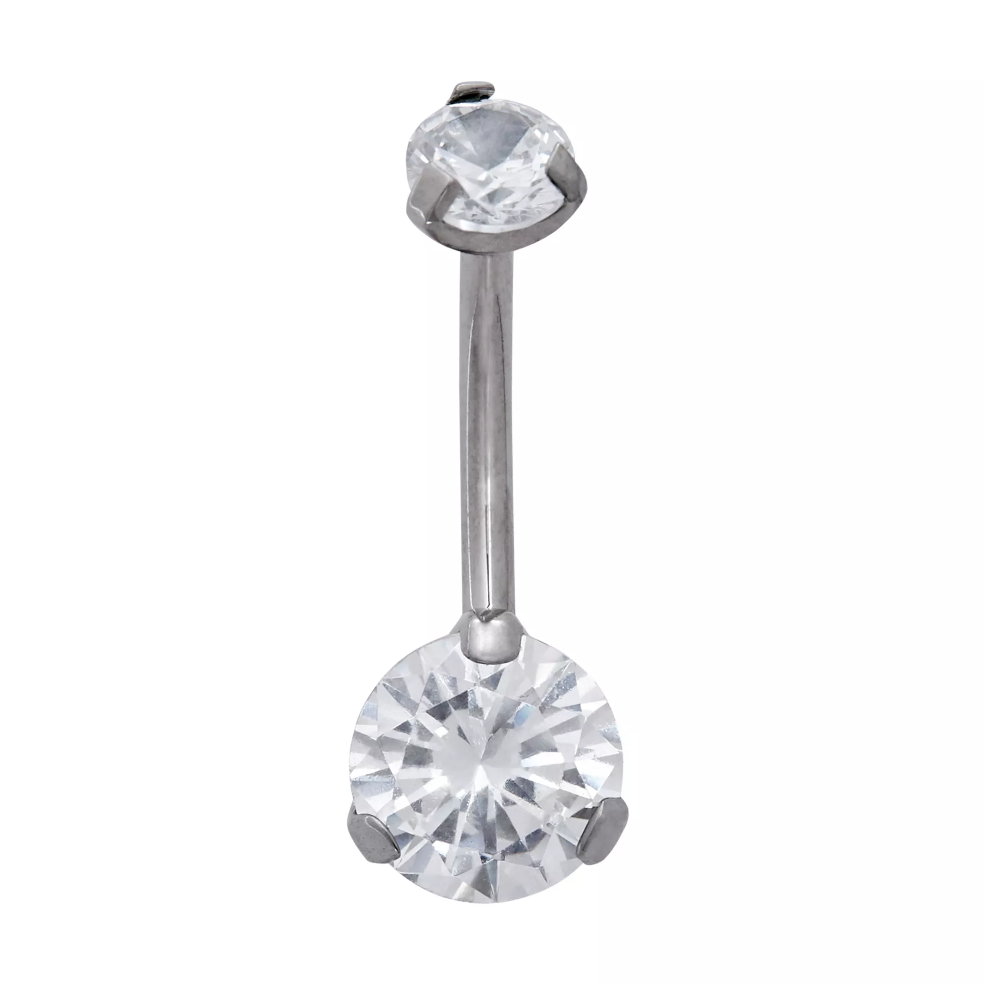CZ Titanium Belly Ring - 14 Gauge