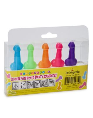 Super Fun Penis Party Candles - 5 Pack Rainbow Colors, Novelty Cupcake Candles For Bachelorette & Adult Parties