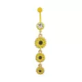 Yellow CZ Sunflower Dangle Belly Ring - 14 Gauge at Spencer's