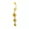 Yellow CZ Sunflower Dangle Belly Ring - 14 Gauge at Spencer's