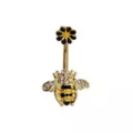 Goldtone CZ Flower Bumble Bee Belly Ring - 14 Gauge at Spencer's