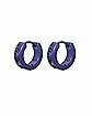 Blue Etched Huggie Earrings - 18 Gauge