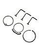 Multi-Pack CZ Hoop and L Bend Nose Rings 6 Pack - 20 Gauge