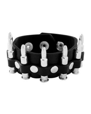 Black Leather 3 Row Spike Bracelet - Spencer's