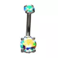 CZ Aurora Borealis Effect Belly Ring - 14 Gauge at Spencer's