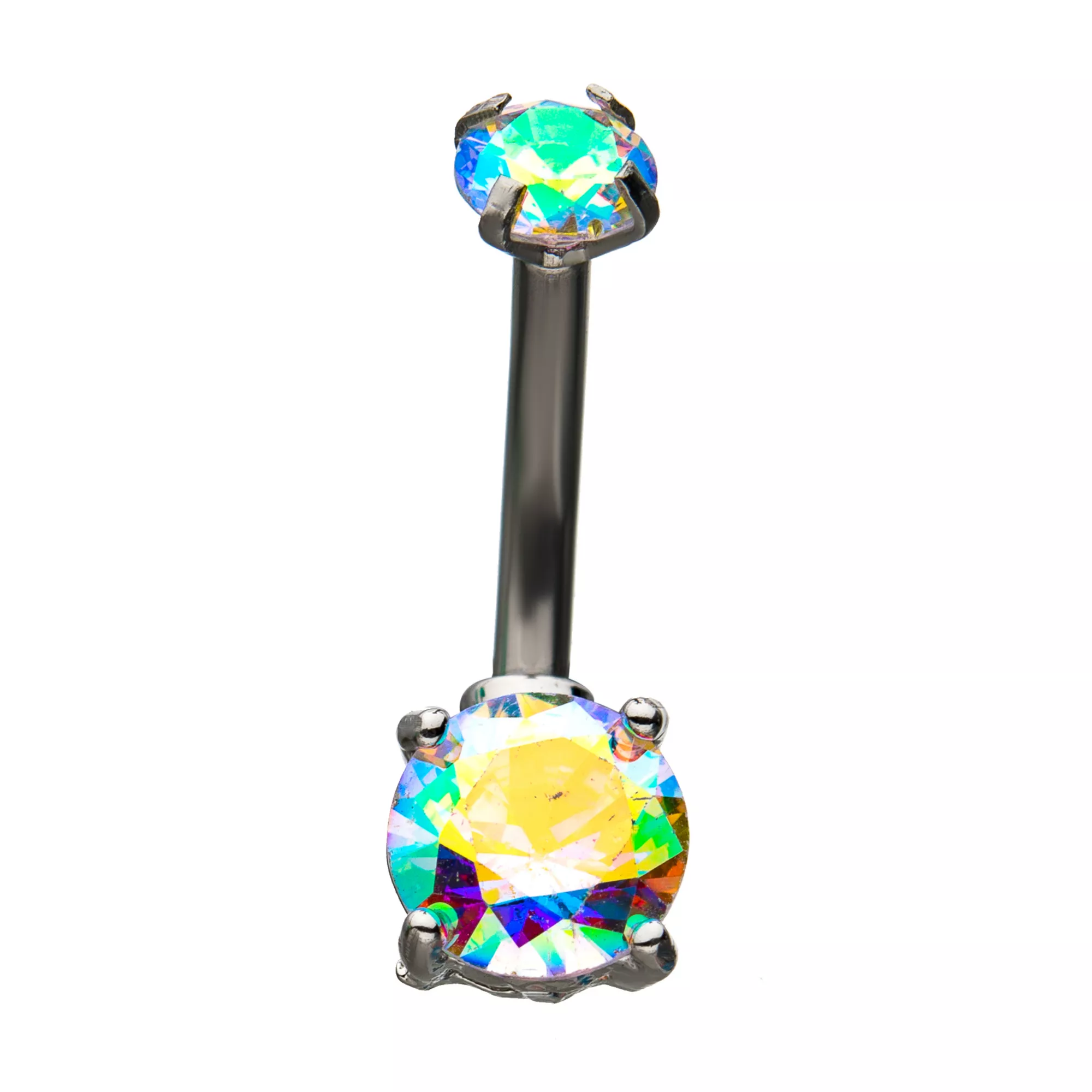 CZ Aurora Borealis Effect Belly Ring - 14 Gauge at Spencer's