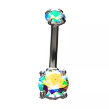 CZ Aurora Borealis Effect Belly Ring - 14 Gauge at Spencer's