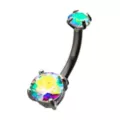 CZ Aurora Borealis Effect Belly Ring - 14 Gauge at Spencer's