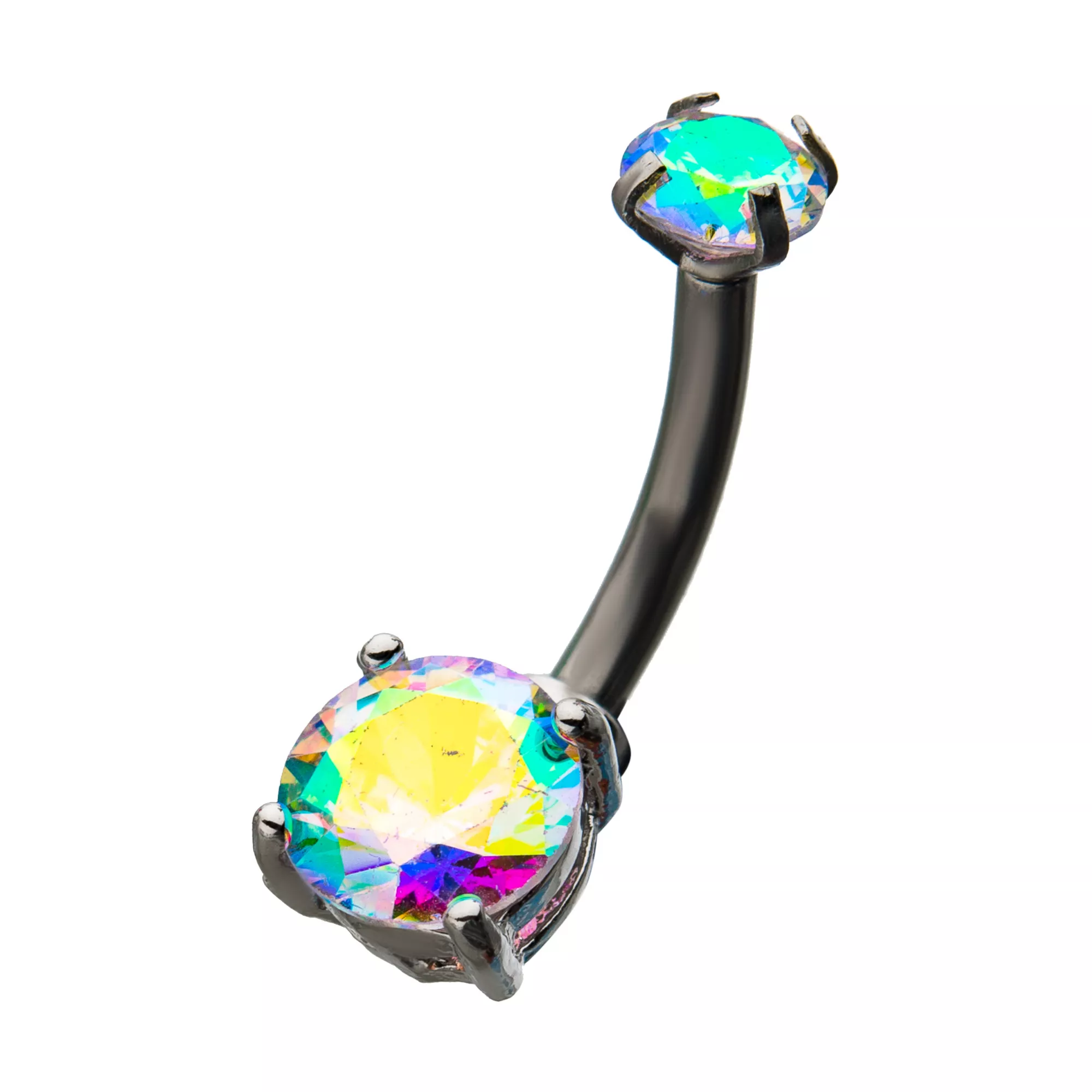 CZ Aurora Borealis Effect Belly Ring - 14 Gauge at Spencer's